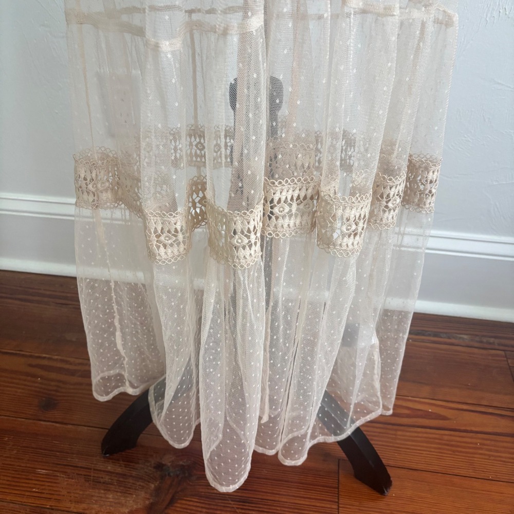 Express Mesh Maxi Dress Small Nude Beige Sheer Boho Festival Cover Up layering - Picture 6 of 13
